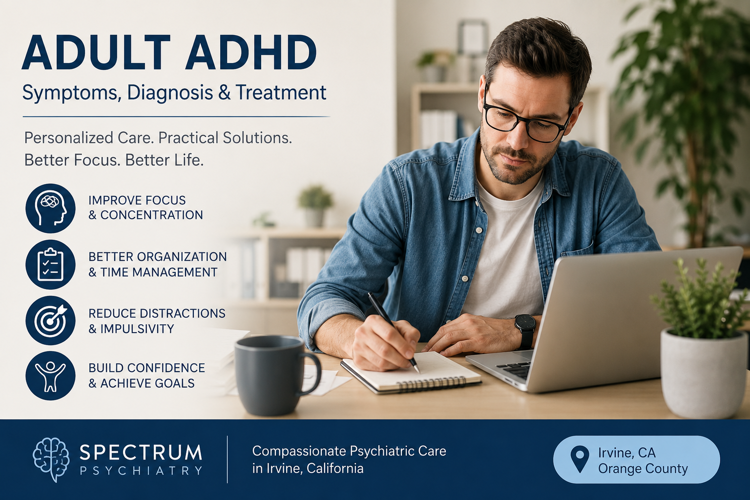 Adult ADHD Symptoms, Diagnosis, and Treatment in Irvine, California