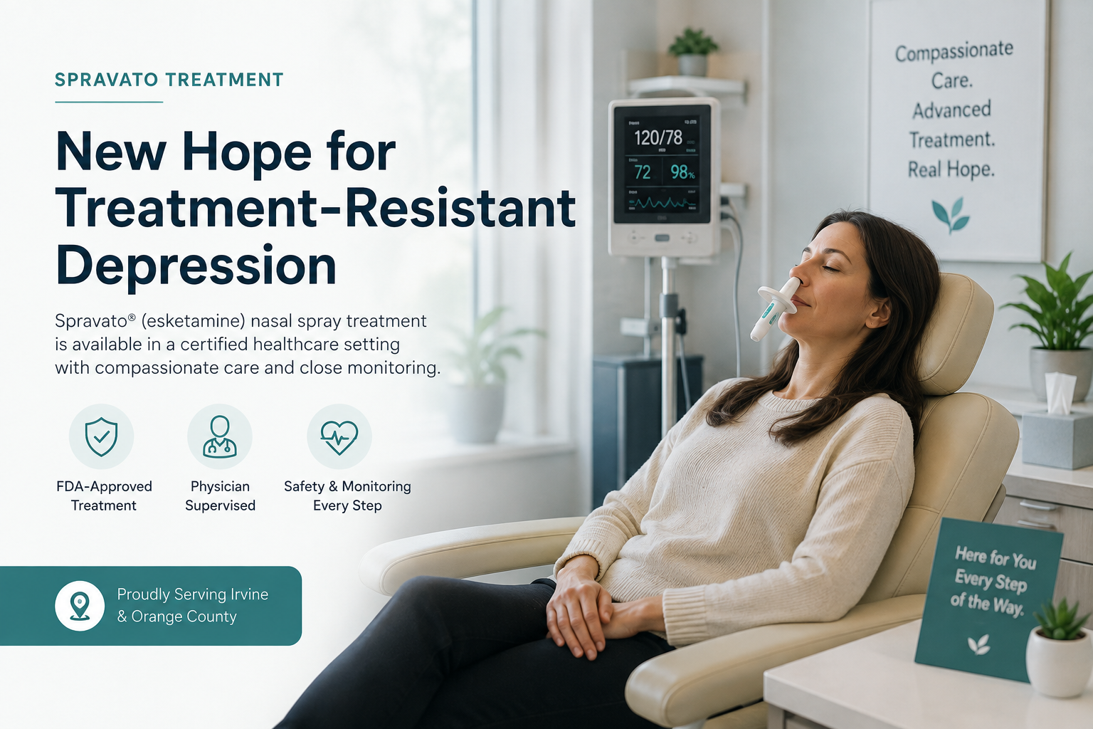 Supervised Spravato treatment in Irvine, California